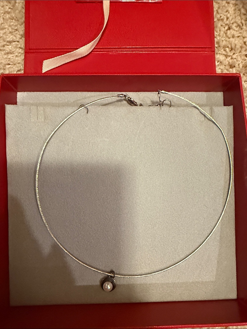 Red Envelope Pearl Drop Choker